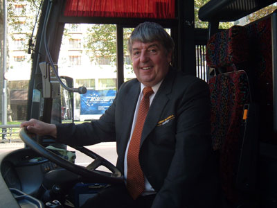 Terry Bushell in a coach